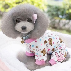 Kecil, Anti-bahan Kimia Katun Piyama Celana Daster Pajama Tidur Pakaian Puppy Pola Kartun Jumpsuit Kostum Warna: Pink Ukuran: L-Intl