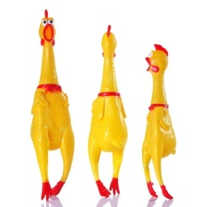 Kecil Ukuran 17 Cm Kuning Mini Screaming Rubber Chicken PET DogloveToy Squeak Squeaker Chew Hadiah-Intl