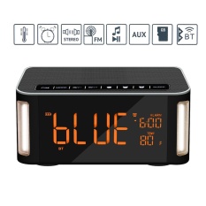 Sobuy Otomatis Nirkabel Bluetooth Pembicara, Portabel Pembicara Jam dengan Waktu LED Tampilan dan Sudut Malam Lampu, tangan-Bebas Panggilan/FM Radio/Aux-in/TF Kartu/U Disk-Internasional