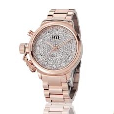 Sobuy Top Brand Mewah Penuh Berlian Imitasi Gaun Wanita Jam Tangan Baja Anti Karat Jam KUARSA Jam Tangan Wanita Montre Femme Relogio Feminino WY604 (Mawar Emas)
