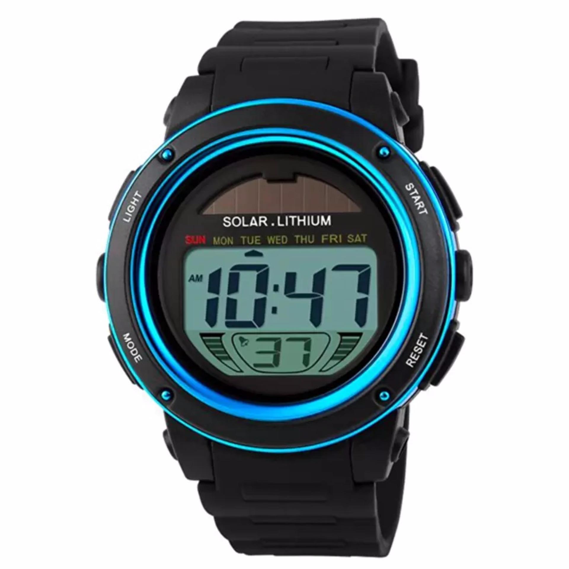 SKMEI Jam Tangan Pria Solar Power Sport Led Water Resistant 50M 1096 - Blue