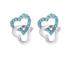 Korea Selatan Austria Kristal Anting-Anting Perhiasan Jual Manis Jantung Anting-Anting-048 Ganda Simpul-Internasional