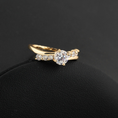 Kemilau Perhiasan Cincin Zirkon Diamante Jari 18 KB Emas Fil AS #8