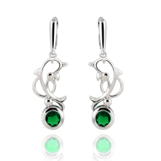 Dolphin Anting Kristal Berkilau Wanita Anting & #45; Anting Perhiasan Putih Berlapis Emas