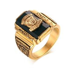 Stainless Steel Hitam Berlian Buatan 1973 Walton Tigers Signet Ring untuk Pria, 18 K Berlapis Emas Ukuran 7-11-Intl