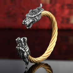 Stainless Steel Gelang Naga untuk Pria Perhiasan dengan Twisted Kabel Bangle Mens Aksesoris Gelang Emas-Intl