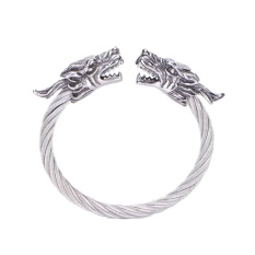Stainless Steel Gelang Naga untuk Pria Perhiasan dengan Twisted Kabel Bangle Mens Aksesoris Gelang Silver-Intl