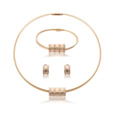 Stainless Steel Anting Kalung Rantai Gelang 4 Pcs Set untuk Wanita Sederhana Seksi Perhiasan Berlapis Emas Crysta Bridal Diamond Berlian Imitasi