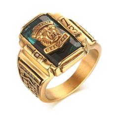 Stainless Steel Green Berlian Buatan 1973 Walton Tigers Signet Ring For Pria, 18 K Berlapis Emas Ukuran 7-11
