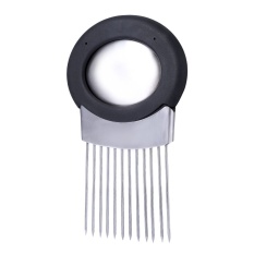 Stainless Steel Pengiris Bawang Sayuran Tomat Holder Cutter Perkakas Dapur dengan Penghilang Bau-Intl