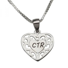 Sterling Silver CTR Heart Necklace untuk Anak Perempuan Baptisan (14 Inch)-Intl