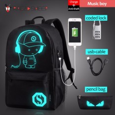 Siswa Bercahaya USB Charge Komputer Anti-Theft Laptop Ransel untuk Remaja-Intl