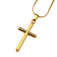 Gaya Liontin Kalung 18 K Hip Hop Emas Salib Hip Hop