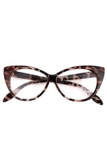 Sunshine Chic Mata Kucing Retro Kacamata Wanita Polos Kacamata Lensa Bening G004 Warna 05 Leopard