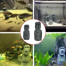 Sunshop Novelty Gift Mini Easter Island Face Statue Aquarium Fish Tank Ornament Table Desk Decoration (S) - intl