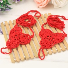 Sunwonder Fashion Wanita Barefoot Sandal Tangan-made Crochet Rajutan Pantai Pernikahan Toe Ring Gelang (merah)-Intl