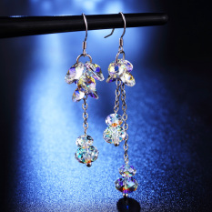 Swarovski S925 Rumbai Elemen Kristal Asimetris Anting-anting Anting Perak