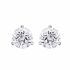 Swarovski Solitaire Pierced Earrings - Silver
