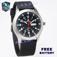 Swiss Army Casual - Jam Tangan Pria - Kanvas Hitam - Dial Hitam - SA 1023 M