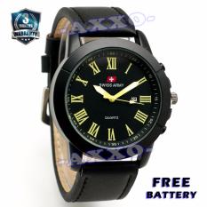 Swiss Army Casual SA 0049 - Jam Tangan Pria - Strap Kulit Sintetis (Hitam Variasi Kuning)