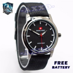 Swiss Army Casual Unisex - Jam Tangan Pria / Wanita - Kanvas Hitam - Dial Hitam - SA 5116 M