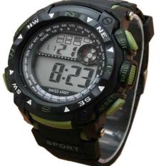 Swiss Army Digital Jam Tangan Pria - Tali Karet - SA 637 Hitam Lis Hijau