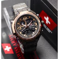 Swiss Army Fashion ORY Fitur Dual Time Toko Grosir 2200M_ Jam Tangan Pria Stainlesstell Terbaru