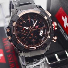 Swiss Army Indigo Dual Time Jam Tangan Pria Strap Rantai