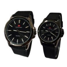 Swiss Army - Jam Tangan Couple Pria Wanita - Hitam - Strap Canvas - Sa5092 Black