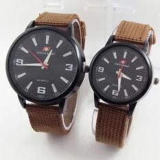 Swiss Army - Jam Tangan Couple Pria Wanita - Hitam - Strap Canvas - SA6612NY cokelat