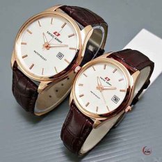 Swiss Army Jam Tangan Couple - Tali Kulit - Coklat - Sa1911 Silver Gold