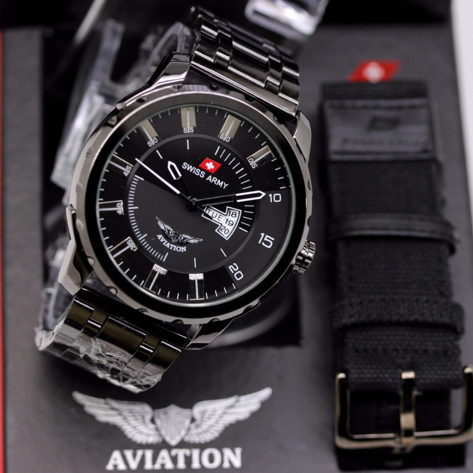 Swiss Army Jam Tangan Formal Pria – Stainlesstell Strap – SA 4050 Aviation