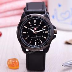Swiss Army - Jam Tangan Pria - Body Black - Black Dial - Black Leatehr Strap - SA-BB-3821C-Kulit Hitam