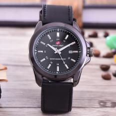 Swiss Army - Jam Tangan Pria - Body Black - Black Dial - Leather Band -SA-B-3821-HTM-TGL-Black Leather