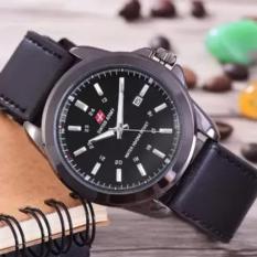 Swiss Army - Jam Tangan Pria - Body Black - Black Dial - Leather Band - SA-RA-B-3821- Hitam