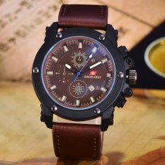 Swiss Army Jam Tangan Pria - Body Black - Coklat Tua Leather - SA-3592A-BC-TGL