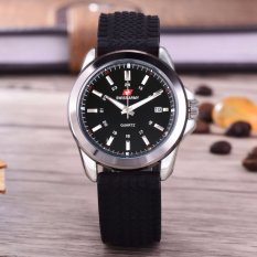 Swiss Army - Jam Tangan Pria - Body Silver - Black Dial - Black Rubber Strap - SA-RK-3821D-SB-TGL