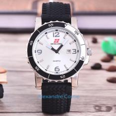 Swiss Army - Jam Tangan Pria - Body Silver - White Dial - Black Rubber - SA-3988H-Tgl-SW-BLACK RUBBER