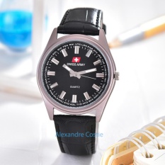 SWISS ARMY-JAM TANGAN PRIA-BODY TITANIUM/BLACK DIAL-SA-3995A-BB-LEATHER
