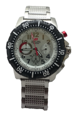 Swiss Army Jam Tangan Pria HC 8798 Chronograph Body Silver + Bezel Putih Limited Edition