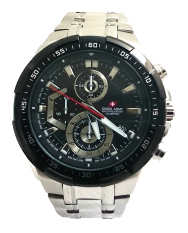 Swiss Army Jam Tangan Pria HCC 8710 Body Silver Bezel Hitam Chronograph (LIMITED EDITION)