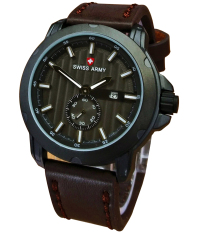 Swiss Army Jam Tangan Pria - Leather Strap - SA 8810DB - Putih