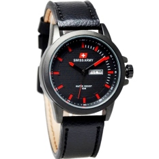 Swiss Army Jam Tangan Pria – Leather Strap – SA12CVH – Hitam– Merah