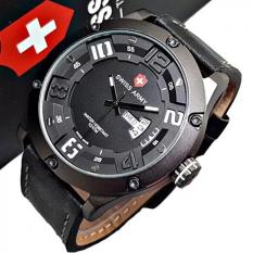 Swiss Army - Jam Tangan Pria Original - Strap Kulit - Hitam - SA6381 BlacWhite