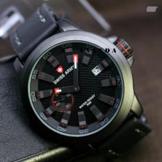 Swiss Army Jam Tangan Pria SA2107 Premium Leather Strap Crono detik samping