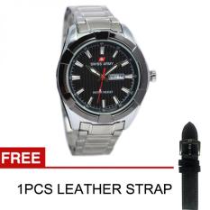Swiss Army - Jam Tangan Pria - Silver Dial Hitam - Strap Stainless - SA1102MP