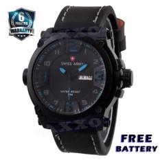 Swiss Army - Jam Tangan Pria - Strap Kulit - Hitam Variasi Biru - SA 7169