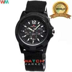 Swiss Army LZ003 Jam Tangan Wanita Tali Kanvas Full Hitam