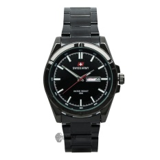 Swiss Army Men's - Jam Tangan Pria - SA 4150 MB Body + Bezel Hitam - Silver - Stainless Steel - Tanggal Hari