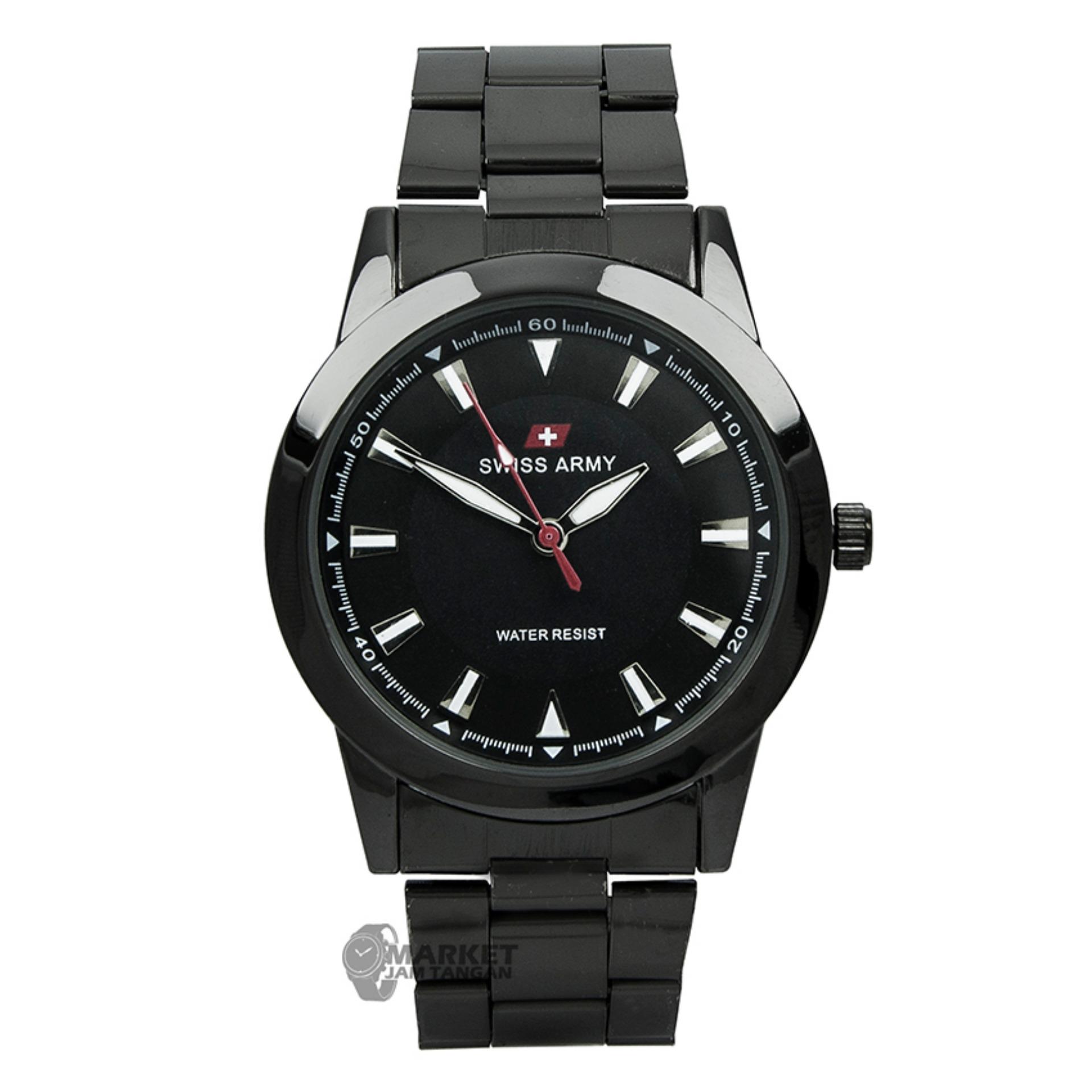 Swiss Army Men's - Jam Tangan Pria  - SA 6035 MB Body & Bezel Hitam - Stainless Steel